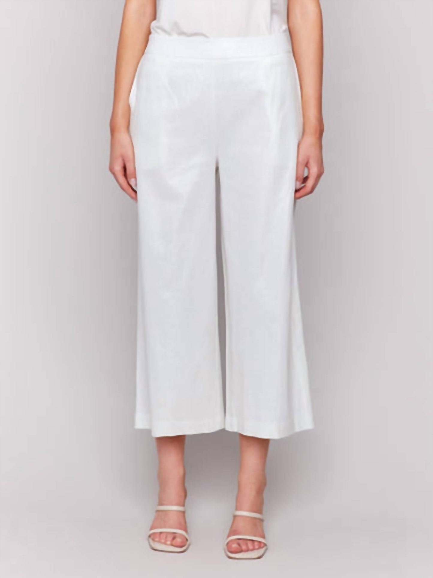 Charlie B - Foil Linen Blend Cropped Pull-on Pants