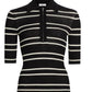 A.L.C. - Striped Cotton Knit Polo Shirt