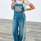 1 The Woman - PEACOCK BLOOM PATCHWORK DENIM OVERALLS