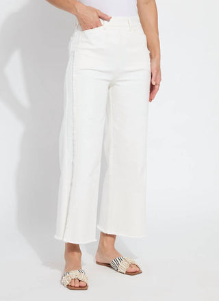 Lysse - Calça jeans feminina Noah com cintura alta e pernas largas e franjas