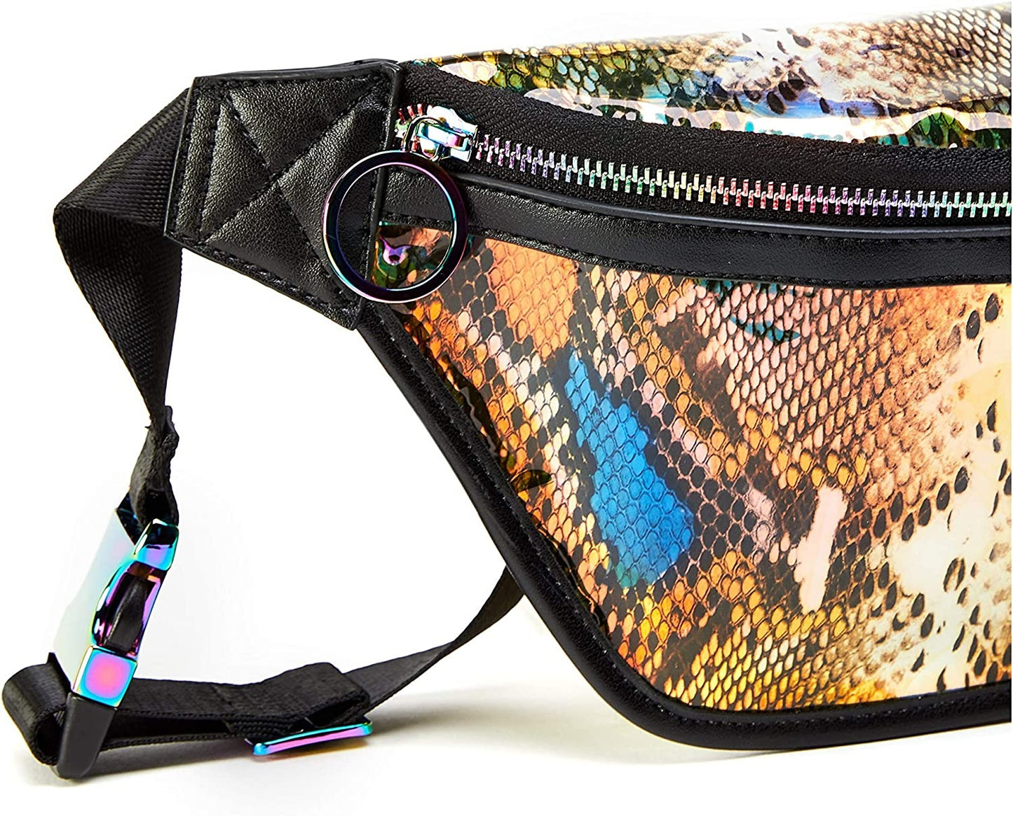 Bolsa de cintura holográfica feminina Like Dreams Snakeskin Hologram, azul, tamanho pequeno