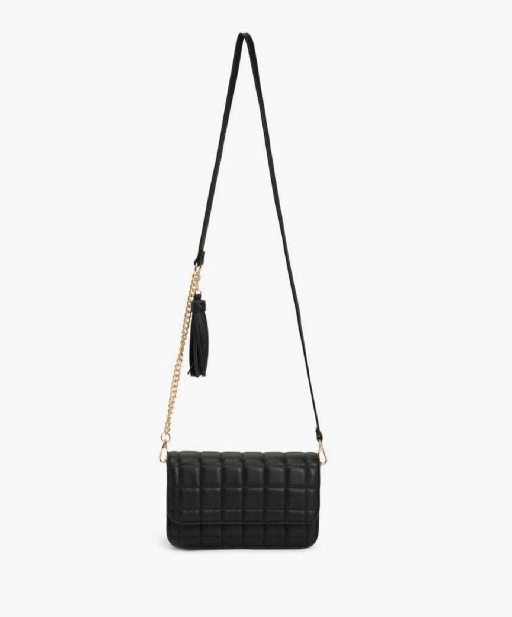 Bolsa transversal feminina Like Dreams Clara Quilted Tassel, preta, tamanho regular