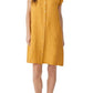 Eileen Fisher Mandarin Collar Cap Sleeve Organic Linen Shirtdress in Marigold, Size Medium