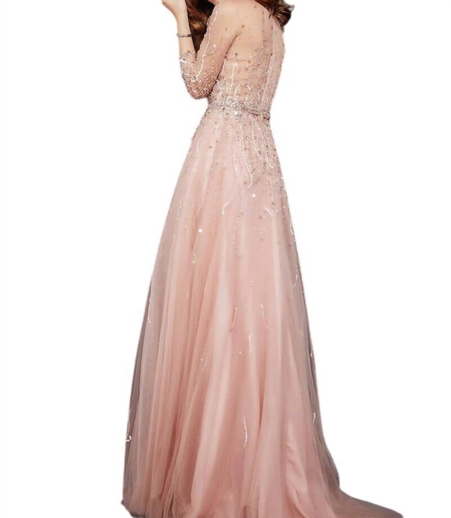 Jovani - Three Quarter Sleeve Wedding Dress