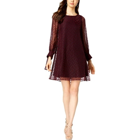 Taylor Women's Plus Size Chiffon Long Sleeve Shift Dress