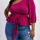 The Curve La - Plus Size One Shoulder Peplum Top With Tie