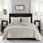 3 Piece Velvet Quilt Set Ivory Full/Queen