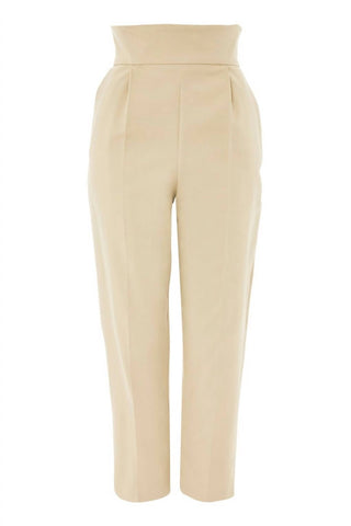 Topshop - Calça cropped de cintura alta e perna larga com renda nas costas