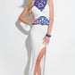 Rachel Allan - Beaded Jersey Prom Gown With High Slit