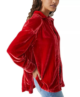 Free People - Camisa de manga comprida de veludo Marianne