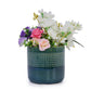 Set of 3 Grid Ceramic Flowerpot, Modern Planter for Patio, Garden, Windowsill - Blue Green