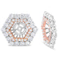 14K Rose and White Gold 1 7/8 Cttw Round Diamond Double Halo Earring Jacket for 6mm Round Studs (G-H Color, VS2-SI1 Clarity)
