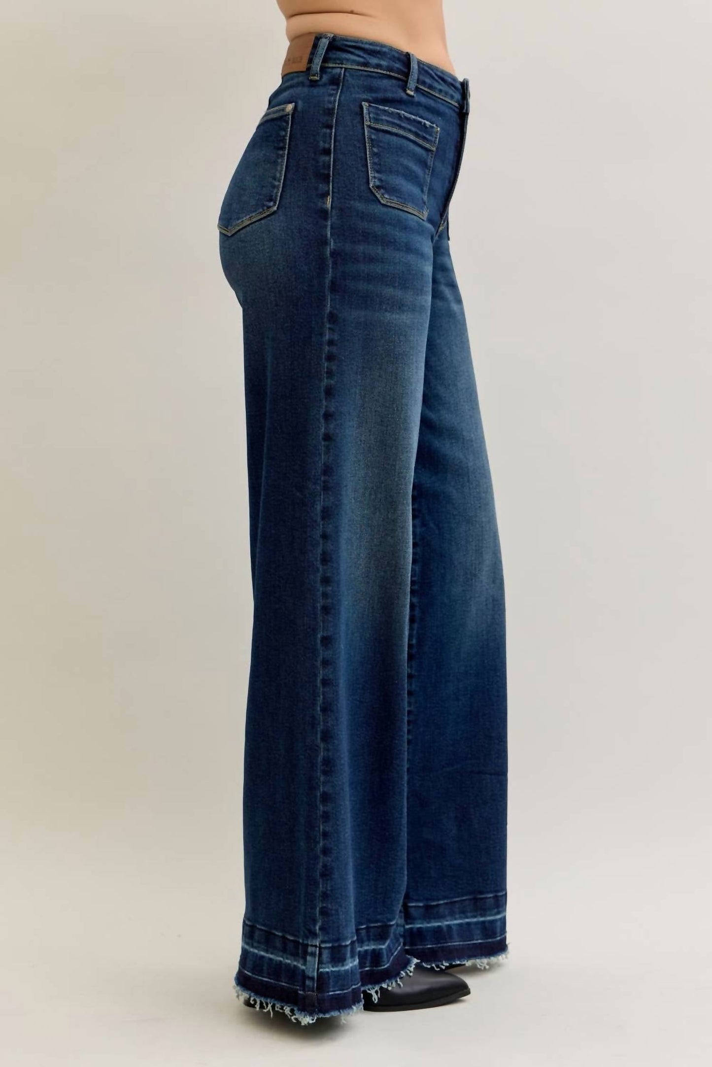 Judy Blue - High Waist Palazzo Front Patch Pockets Jeans