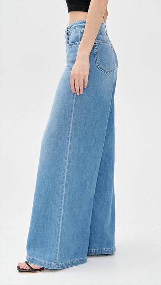 L'Agence - Calça jeans Quincy de cintura alta e perna larga