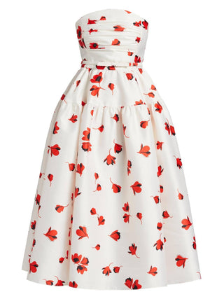 Self-Portrait - Floral Print Taffeta Midi Dress