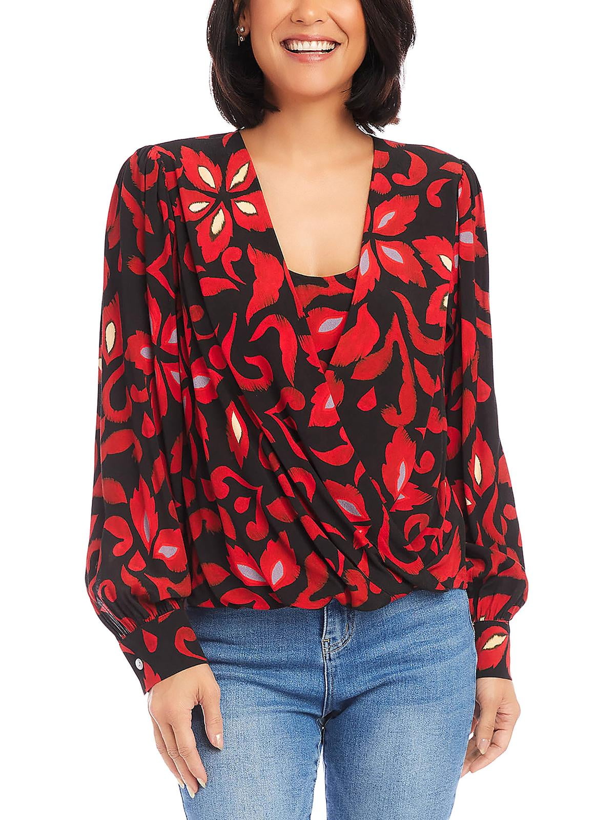 Blusa estampada Karen Kane Crossover vermelha