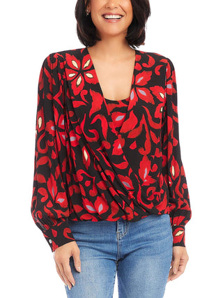 Blusa estampada Karen Kane Crossover vermelha