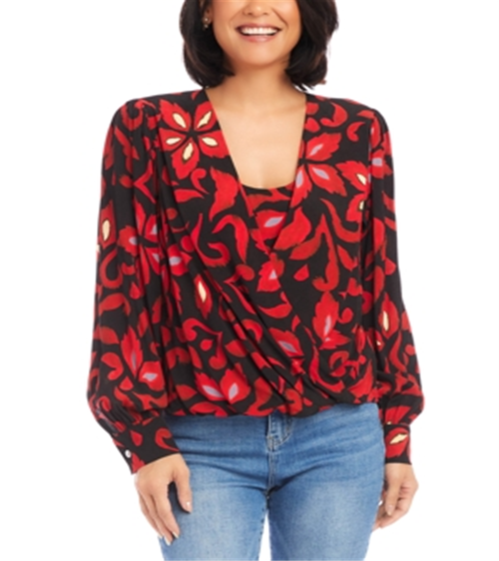 Blusa estampada Karen Kane Crossover vermelha