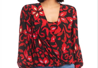 Blusa estampada Karen Kane Crossover vermelha