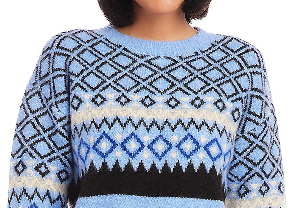 Suéter Karen Kane Jacquard Azul Marinho