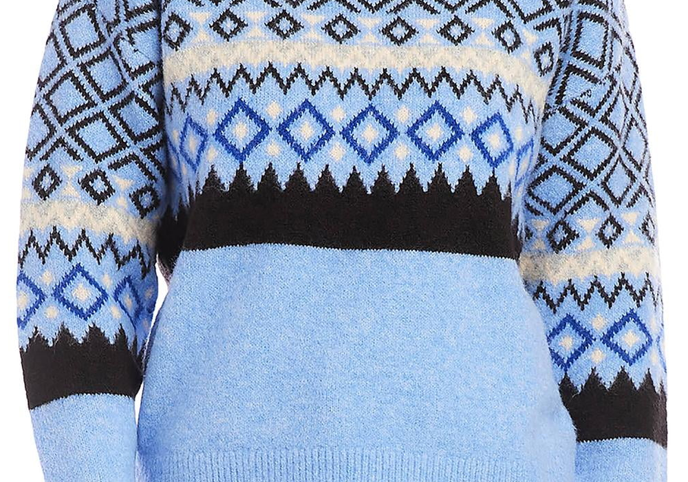 Suéter Karen Kane Jacquard Azul Marinho