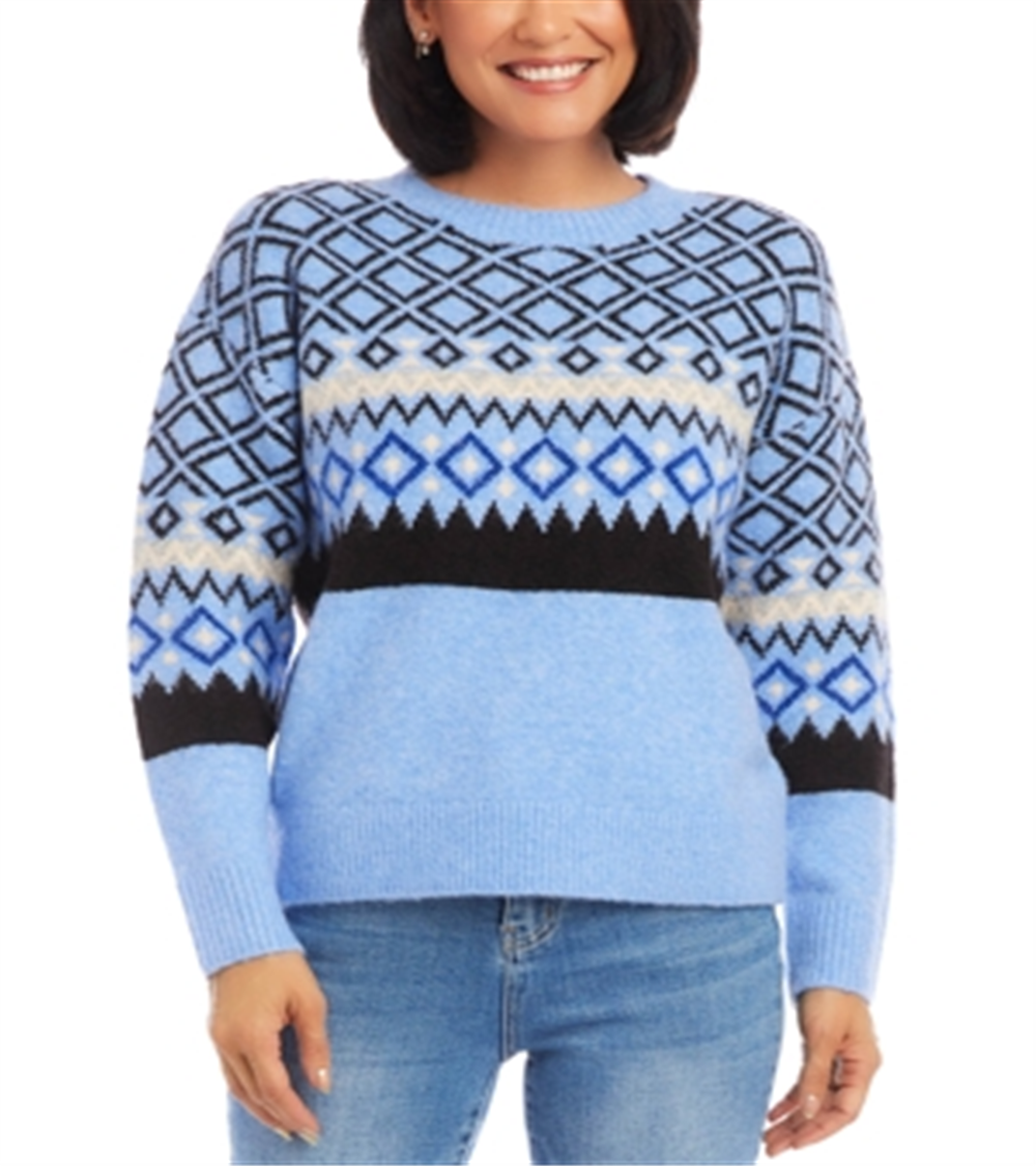 Suéter Karen Kane Jacquard Azul Marinho