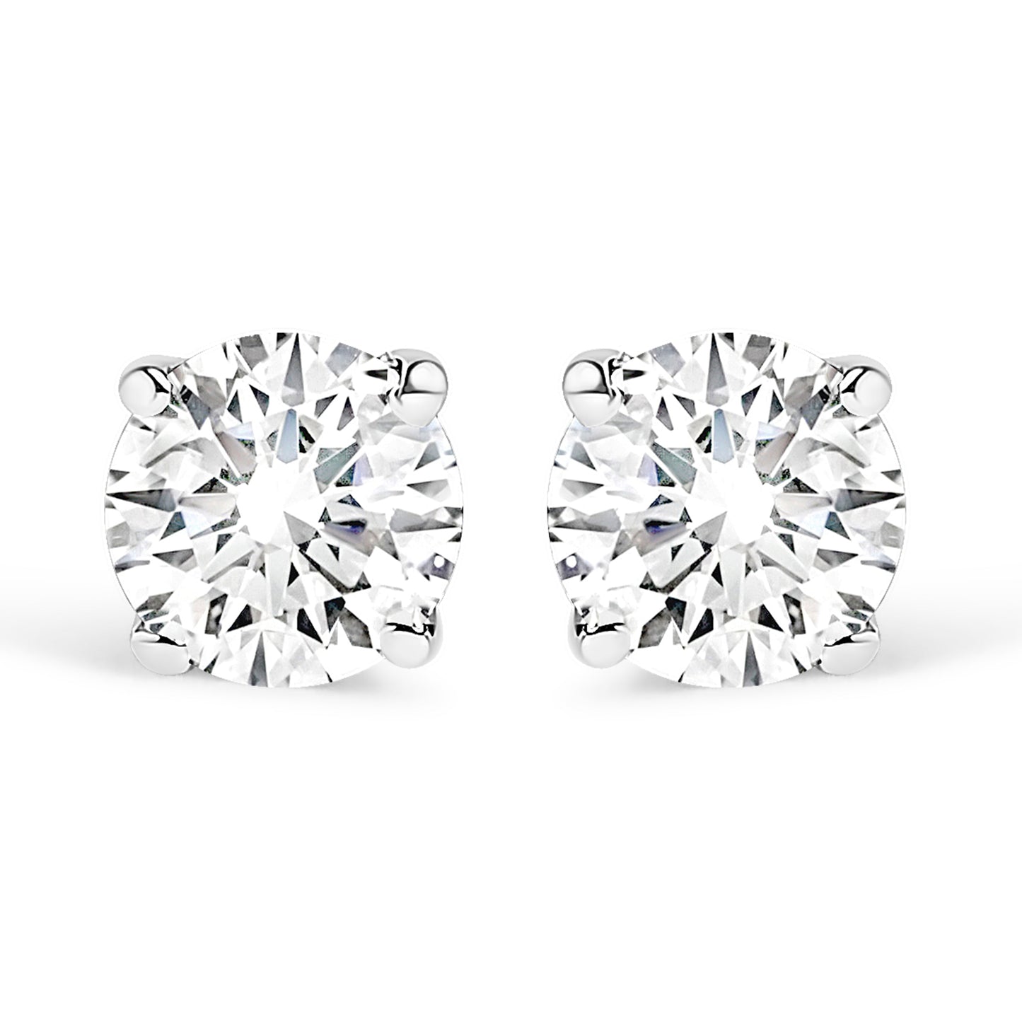 AGS Certified 14K White Gold 1.0 Cttw 4-Prong Set Brilliant Round-Cut Solitaire Diamond Push Back Stud Earrings (E-F Color, SI2-I1 Clarity)