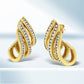 10K Yellow Gold 1.0 Cttw Round Brilliant Cut Diamond Spiral Multi Row Channel Set Open Hoop Pushback Stud Earrings (H-I Color, I1-I2 Clarity)