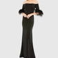 Mac Duggal - Feather Trim Off The Shoulder Column Gown