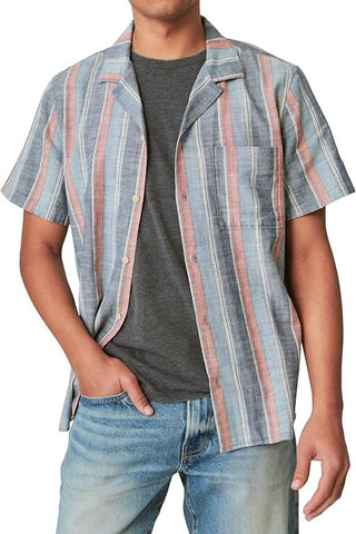 Lucky Brand - Striped Short Sleeve Camp Collar