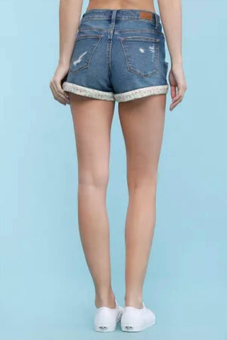 Judy Blue - Flower Patch Hem Shorts