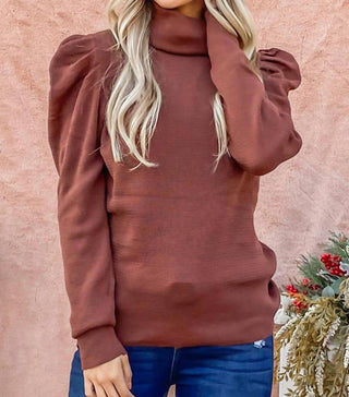 And The Why - Puff shoulder Turtle Neck Sweater Top