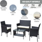 4 PC Rattan Patio Furniture Set Outdoor Cushioned Wicker Sofa