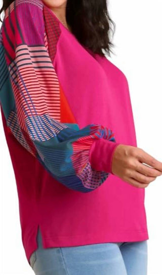 Umgee - Mixed Print Long Sleeves Top