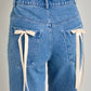 Le Lis - High Waist Straight Leg Bow Detail Denim