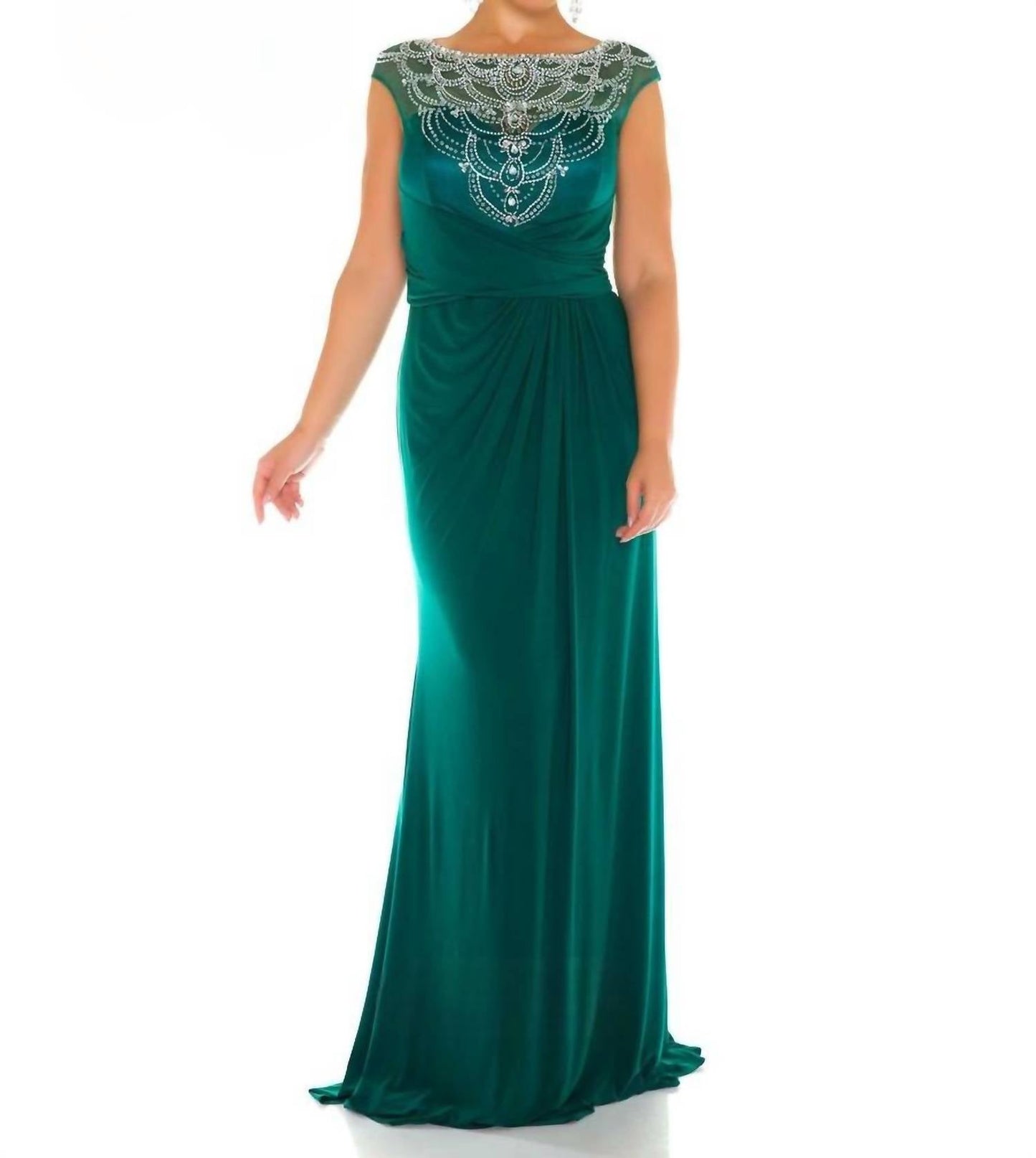 Mac Duggal - Illusion Neck Beaded Gown - Plus