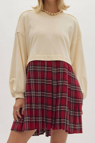 Entro - Twofer Sweatshirt & Plaid Skirt Dress