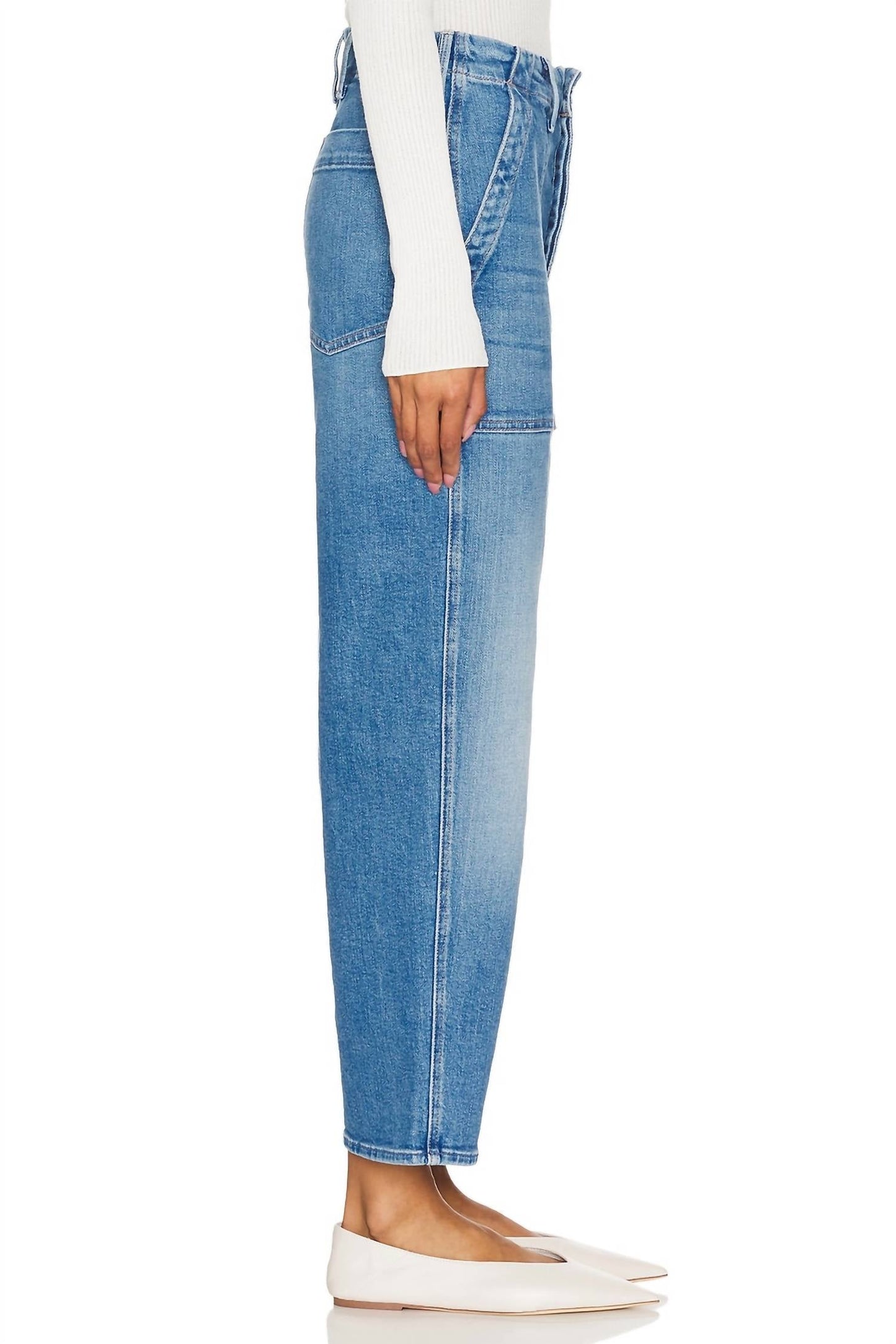 Mother - Patch Pocket Private Flood Wide Straight Leg Jean