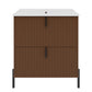 Fluted Bathroom Vanity With Ceramic Sink, Freestanding Design