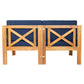 TOPMAX Outdoor 5-Piece Wood Sectional Patio Sofa Set with Blue Cushions