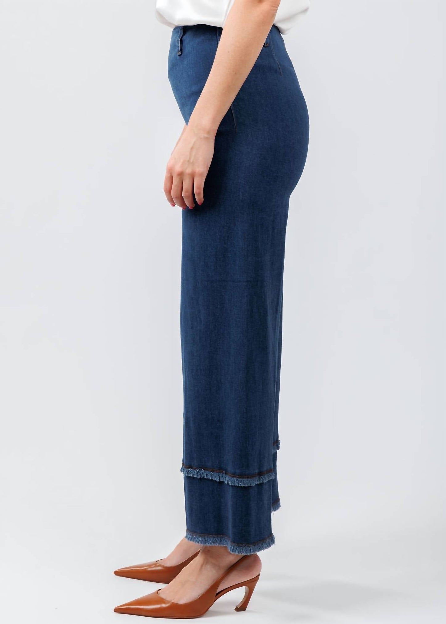 Lysse - Women's Fringe Wide Leg Crop Denim Pants