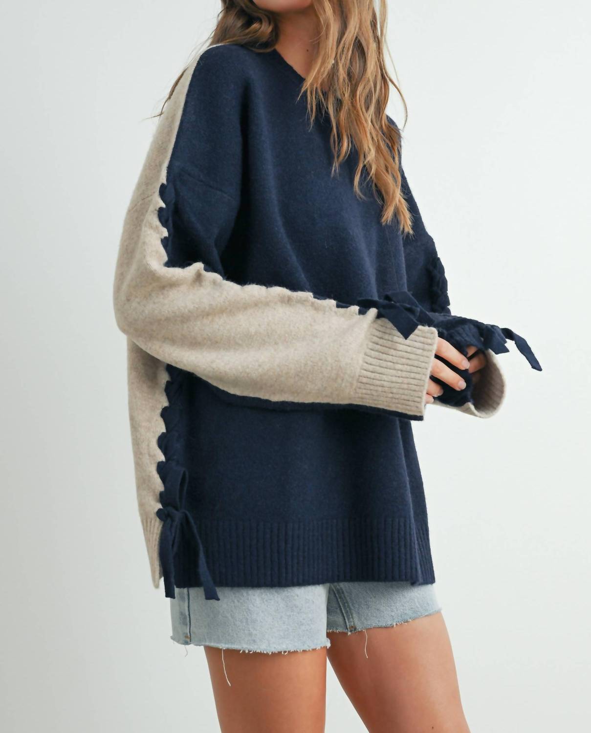 Buttermelon - Cate Tie Sleeve Pullover Sweater