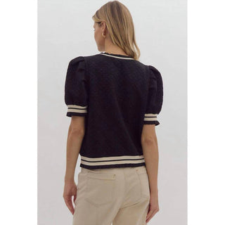 Entro - Short Sleeve Floral Textured Top