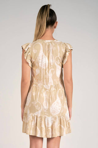 Elan - Vestido curto com decote em V e mangas franzidas