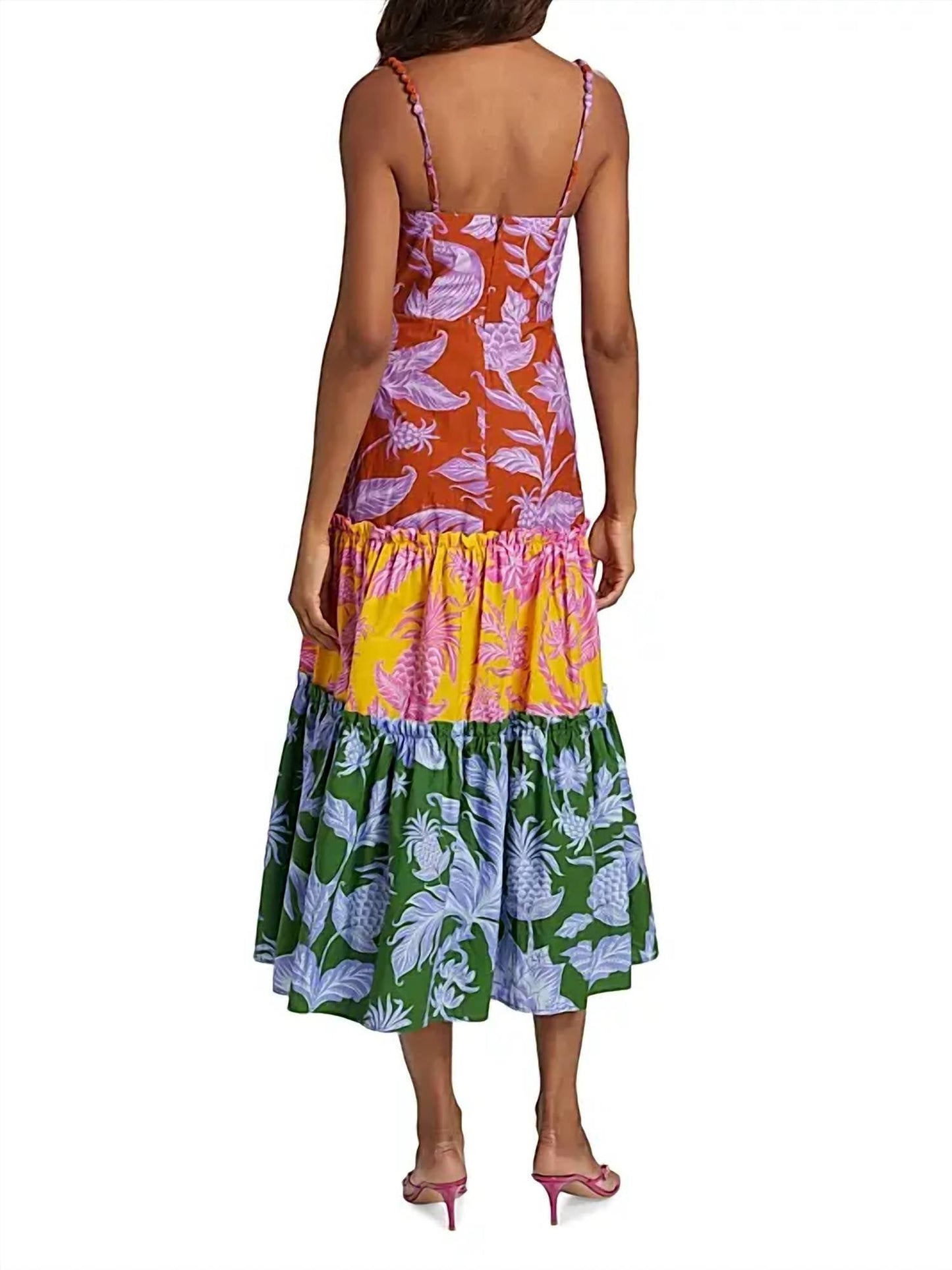 Farm Rio - Tropical Swing Mix Sweetheart Cotton Midi Dress