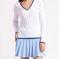 Minnie Rose - Cotton Sporty Cable V Neck