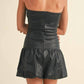 Klesis - Faux Leather Chevron Drop Waist Mini Dress