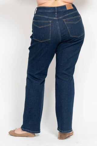 Judy Blue - Calça jeans reta com controle de barriga e cintura alta