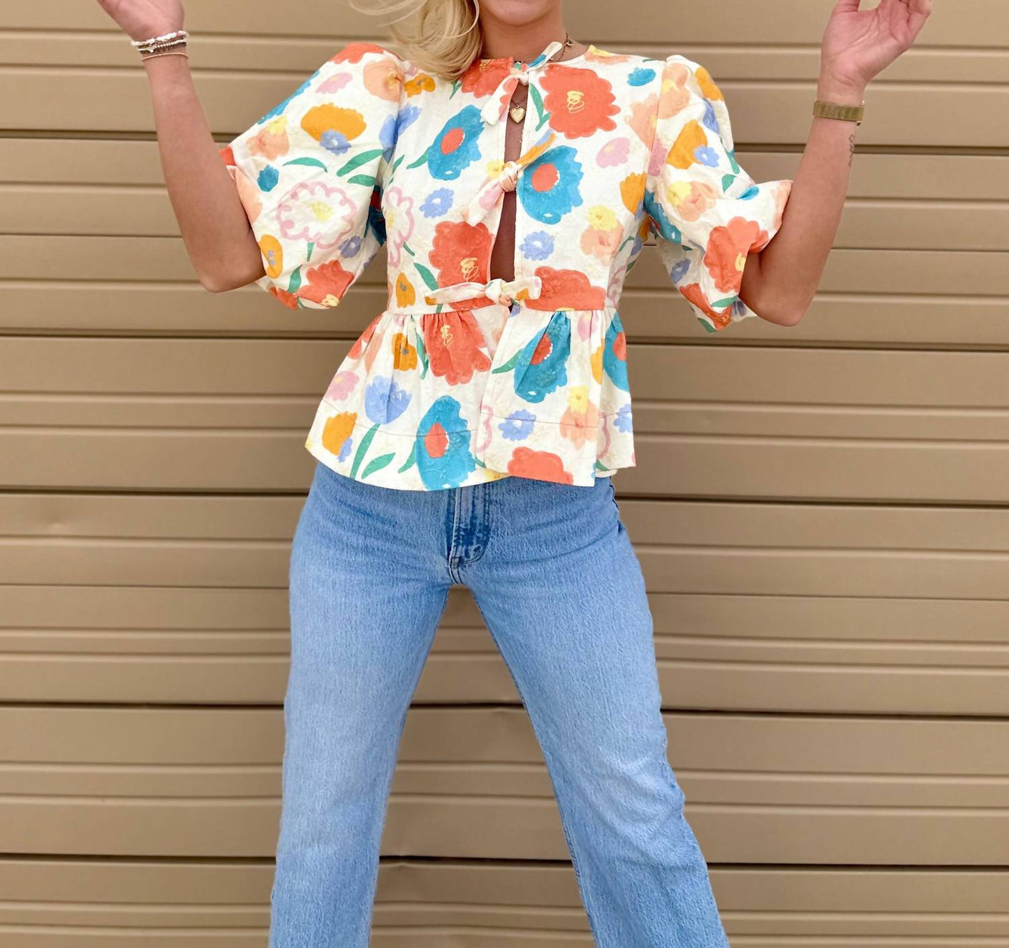 Aureum - April Front Tie Floral Top