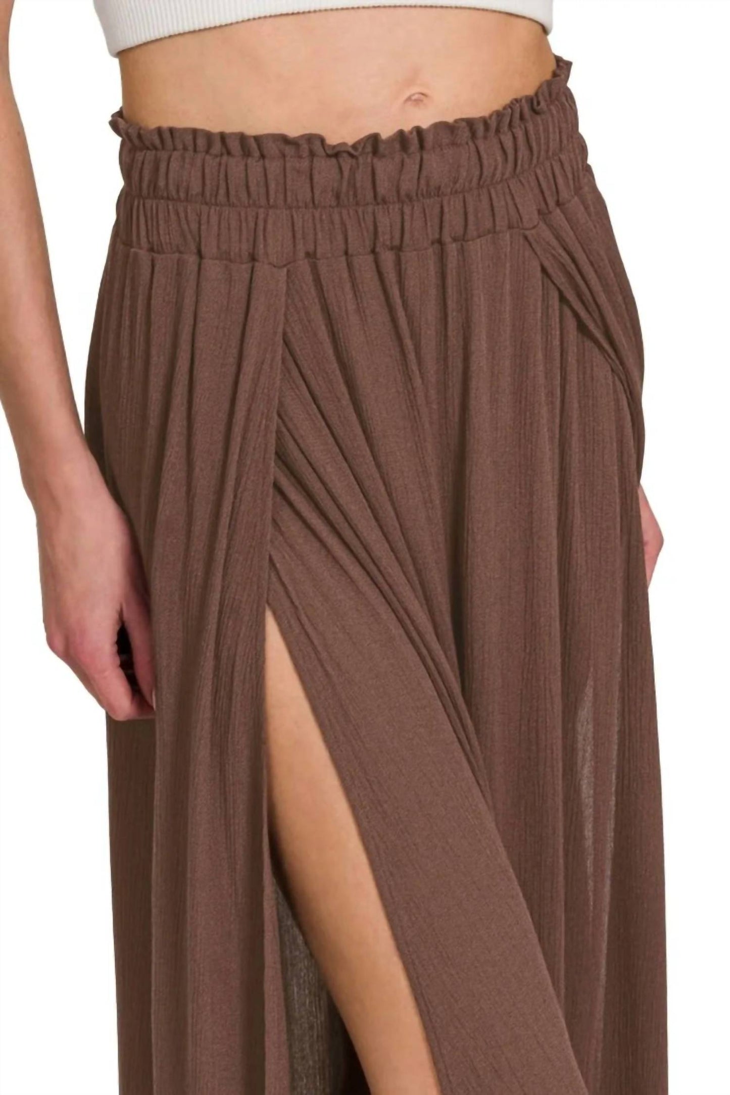 Zenana - Woven Crinkle Gauze Long Skirt